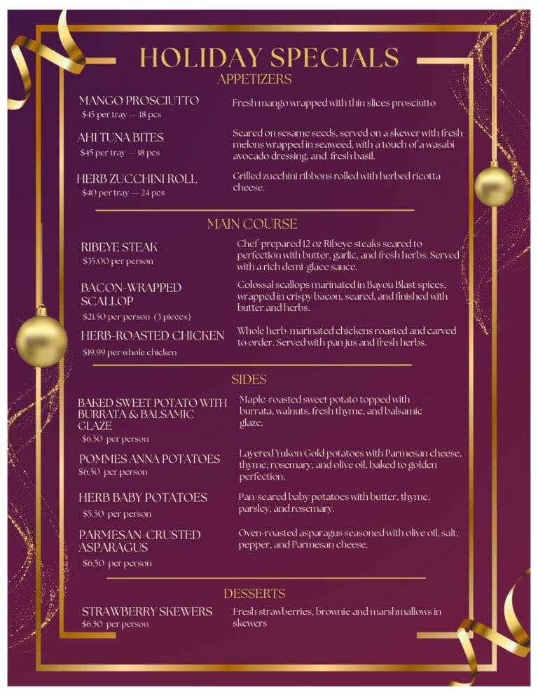 Holiday Specials Menu 2025